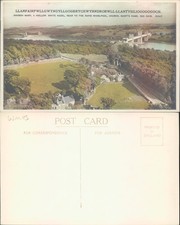 Llanfairpwllgwyngyll village and Britannia Bridge Anglesey Wales Landscape