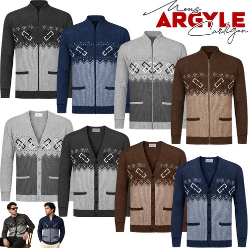 Mens cardigan argyle knitwear - mens,