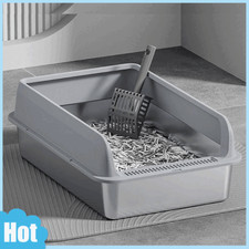Stainless Steel Cat Litter Box Large Metal Litter Tray Household Metal Litter