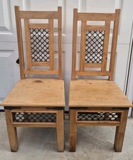 2 x Solid unique Country Farmhouse Dining Kitchen Chairs chair w metal insert