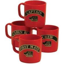 Stackable Mug Set Plastic Unbreakable Red Coffee Boat Camping Marine Nauticalia