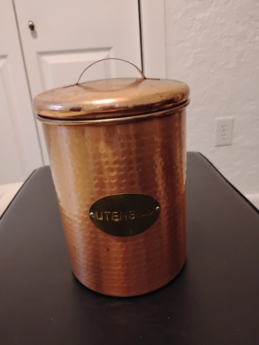 Vtg copper utensils canister - vtg,