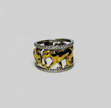 Tova Sterling 925 Silver Two Tone Panther CZ Accent Band Ring Sz 7