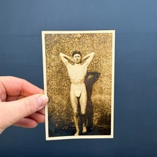 VINTAGE ANTIQUE RISQUÉ NUDE MALE MODEL FRENCH POSTCARD PHOTOGRAPH -UNPOSTED