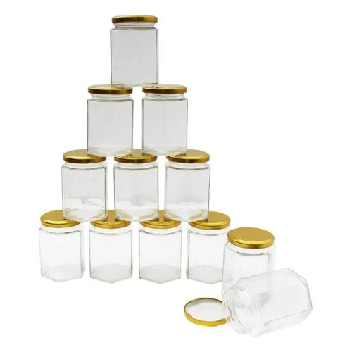 Clear hexagonal glass jars - clear,