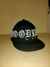 Hoodrich OG Script Logo Embroidery Black Flat Bill Fitted Hat Cap Size Large 