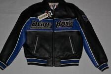 AUTHENTIC Avirex Leather BLACK BLUE SPIDER RACER JACKET MENS NEW ALL SIZES