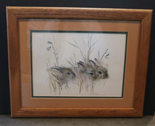 MADS STAGE FRAMED MATTED PRINT RABBITS HAREKELINGER 16x13