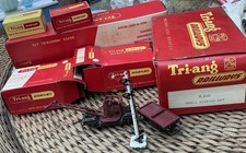 Triang and Hornby railway accessories with boxes ,station set, bridge,crane, etc