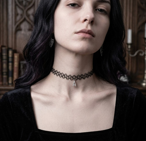 Tattoo choker stretch black - tattoo,