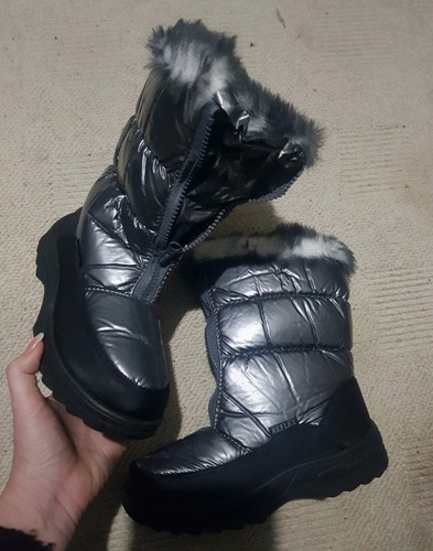 Grey silver winter snow boots - winter,