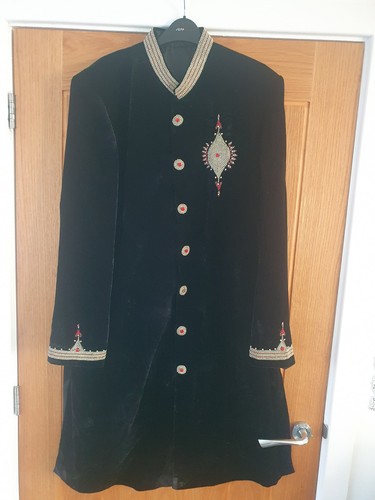 Black sherwani wedding suit - sherwani,