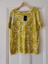 NEW *NEXT* Lime Green Floral 'Knit' Short Sleeve Jumper EU 42 UK 14 rrp £28