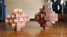 Wooden Burr Puzzle Pair of