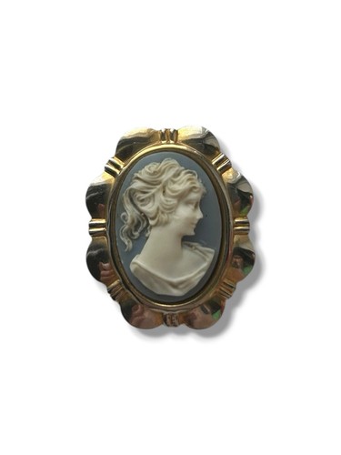 Vintage blue shell gold - gold, tone