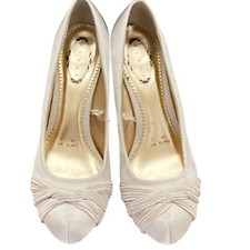 Debut Debenhams Stiletto High Heel Shoes Women's Size UK 7 Satin Ivory Slip On
