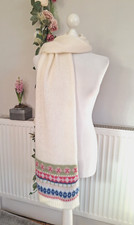 NEW BODEN MULTICOLOURED IVORY & FAIRISLE PATTERNED SCARF WITH WOOL & MOHAIR