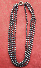 Eloise (Kirkcaldy) 4-strand black colour freshwater pearl necklace in gift box
