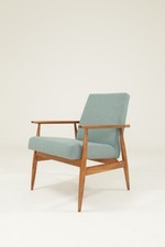 Wooden Vintage Armchair Eucalyptus Green Fabric Modern Design Living Room Chair 