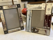 2 Silver Tone & Mirror Glass Picture / Photo Frames