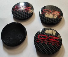 4x OZ O.Z Wheel Centre Caps Alloy Hub Black Red Carbon Fiber 55mm M582 Check Red