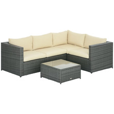 Outsunny 3Pcs Rattan Corner