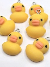 6 Cute Resin Yellow Duck Charms for Jewellery making, craft, bracelets  