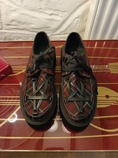Killstar Ladies Shoes Size 5 Pentagram Lace Up GOTH Punk TARTAN Red New No Box