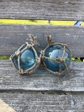 2 Blue Hand Blown Glass