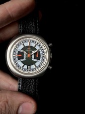 1970s Mondia Oversized chronograph watch ref 02.809.60 Green racing dial Valjoux