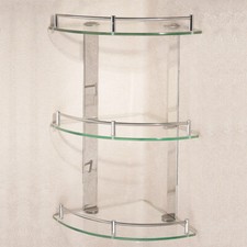 Bathroom Corner Shelf Glass Shower Wall Mounted Storage Caddy Rack 2-3 Tier Tray