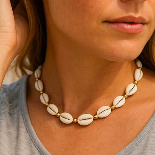 Shell necklace adjustable - shell,