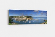 Mevagissey harbour panoramic canvas picture print, Cornwall.