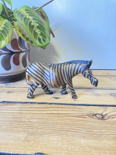 Zebra figurine carved wood - zebra,