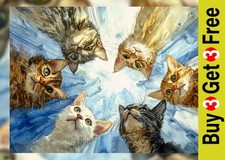 Curious Cats Staring 5"x7"