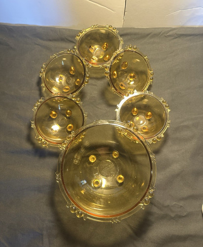 Amber glass round bowl - glass, set
