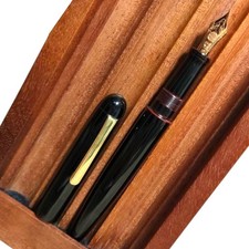 Nakaya Writer Long Ebonite Urushi 14K Fountain Pen Kuro Tame Nuri EF Nib