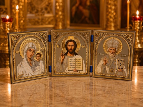 Orthodox triptych icon - orthodox,