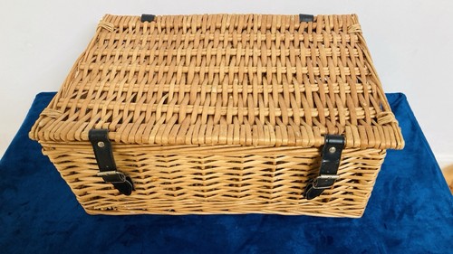 Vintage wicker hamper basket - vintage,