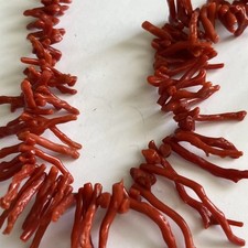 Vintage Genuine Ox Blood Red Branch Coral Beads Beaded Graduated Necklace