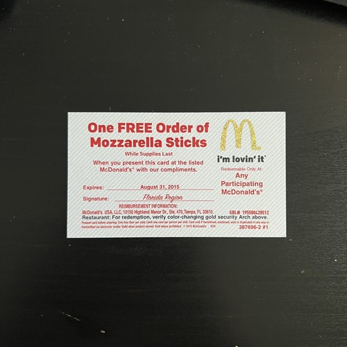 Mcdonald free mozzarella - free,