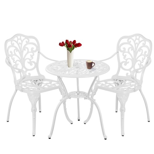 Piece white patio bistro set - 3,