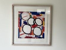 SANDRA BLOW ORANGE AND RED FACETS  SCREENPRINT -abstract modern British art