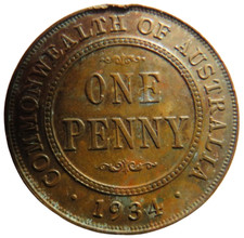 1934 King George V Australia One Penny Coin