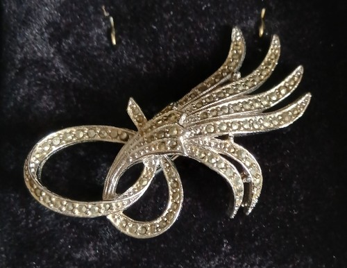 Vintage marcasite brooch - vintage,