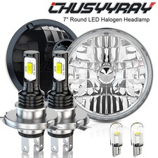 Pair 7" Inch LED Headlights Round High Low Beam For Jeep Wrangler JK LJ TJ CJ