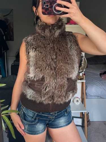 Vintage chilli faux fur gilet - chilli,