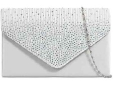 Womens Diamante Satin Clutch