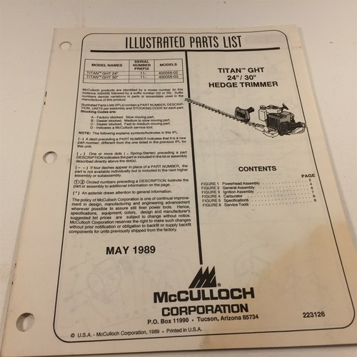 1989 mcculloch titan - titan-ght, 24"