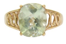 Striking Prasiolite 9ct Yellow Gold ring size O ~ 7 1/4